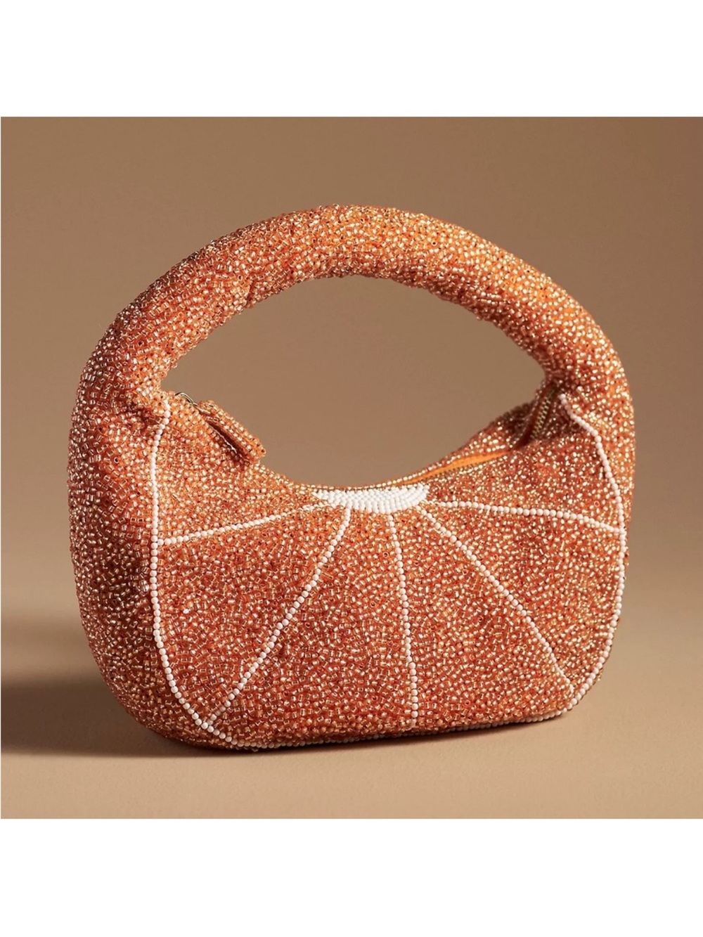 Anthropologie Orange Beaded Citrus Slice Mini Handbag NWT